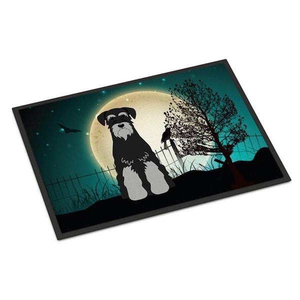 Carolines Treasures Halloween Scary Standard Schnauzer Black Grey Indoor or Outdoor Mat, 18 x 0.25 x 27 in. BB2224MAT - main